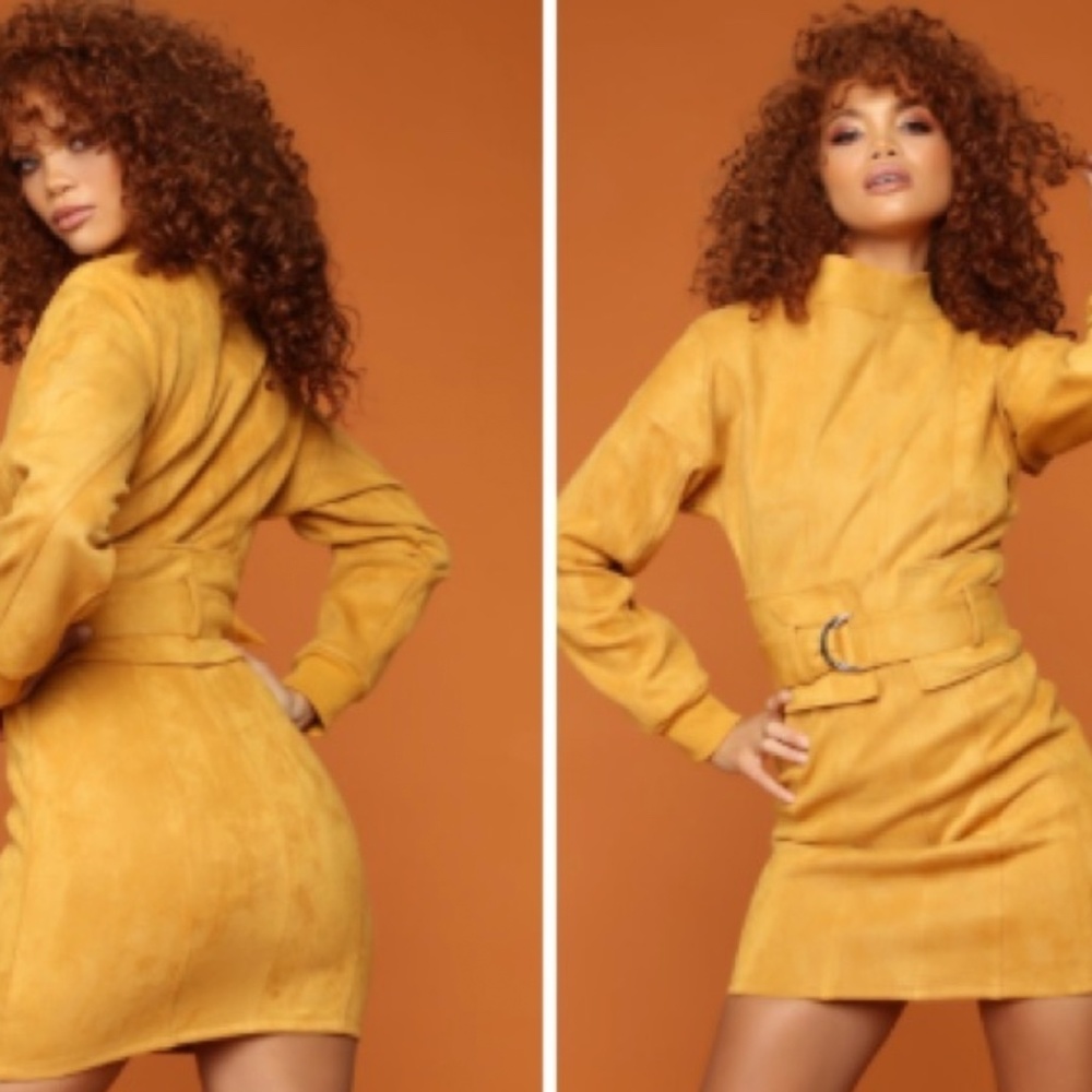 yellow suede fall dress